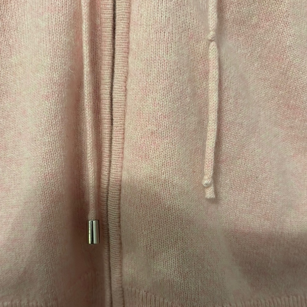 White + Warren 100% Cashmere Pink Zip-Up Hoodie, Small - Picture 2 of 6